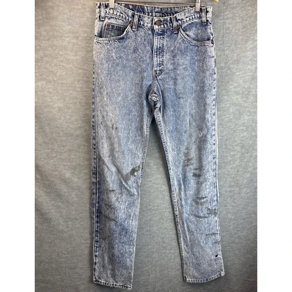 Vintage Acid Wash Levi's Jeans Mens 32x32 Baggy Straight Distressed Stained Read